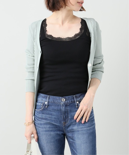 La TOTALITE(ラトータリテ)の「フライスレース付きキャミソール【手洗い可能】(Tシャツ/カットソー・レディース・ブラック/ホワイト・FREE)」の2枚目の写真