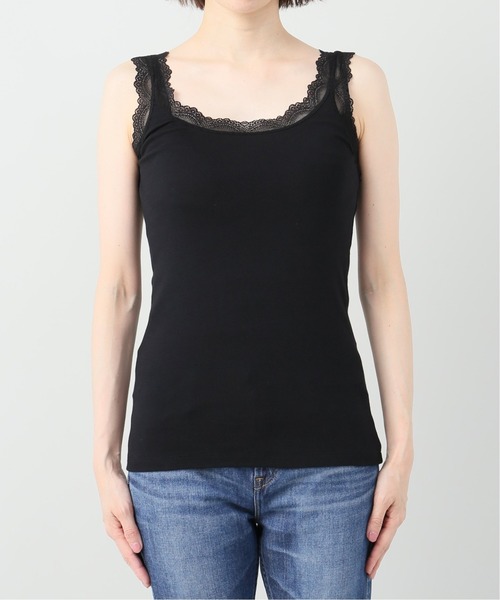 La TOTALITE(ラトータリテ)の「フライスレース付きキャミソール【手洗い可能】(Tシャツ/カットソー・レディース・ブラック/ホワイト・FREE)」の11枚目の写真