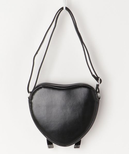 WEGO（ウィゴー）の「WEGO/ハート型ショルダーバッグ（ショルダーバッグ・レディース・ブラック/ホワイト・FREE）」の4枚目の写真