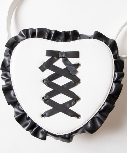 WEGO（ウィゴー）の「WEGO/ハート型ショルダーバッグ（ショルダーバッグ・レディース・ブラック/ホワイト・FREE）」の12枚目の写真