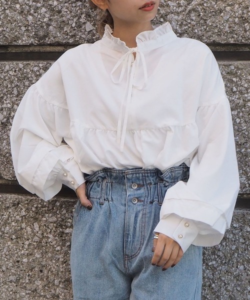 tiptop（ティップトップ）の「キラキラハイネックフレアブラウス（シャツ/ブラウス・レディース・ブラック/パープル/オフホワイト/グリーン/A/B・FREE）」の19枚目の写真