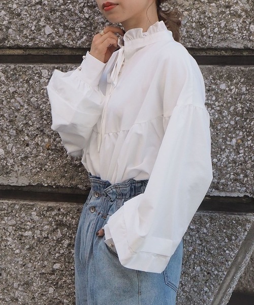 tiptop（ティップトップ）の「キラキラハイネックフレアブラウス（シャツ/ブラウス・レディース・ブラック/パープル/オフホワイト/グリーン/A/B・FREE）」の20枚目の写真