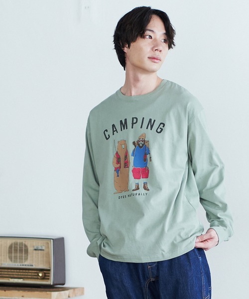 POWER TO THE PEOPLE(パワートゥーザピープル)の「POWER TO THE PEOPLE ヴィンテージイラスト&フォトプリント長袖Tシャツ(Tシャツ/カットソー・メンズ・チャコールグレー/ブラウン/オフホワイト/グリーン/サンドベージュ/ホワイト系その他/グリーン系その他/ホワイト系その他2/ホワイト系その他3/ホワイト系その他4・LL/M/L)」の10枚目の写真