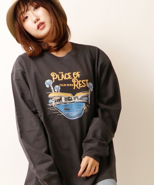 POWER TO THE PEOPLE(パワートゥーザピープル)の「POWER TO THE PEOPLE ヴィンテージイラスト&フォトプリント長袖Tシャツ(Tシャツ/カットソー・メンズ・チャコールグレー/ブラウン/オフホワイト/グリーン/サンドベージュ/ホワイト系その他/グリーン系その他/ホワイト系その他2/ホワイト系その他3/ホワイト系その他4・LL/M/L)」の7枚目の写真