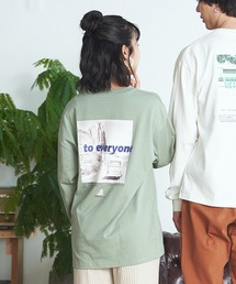 POWER TO THE PEOPLE ヴィンテージイラスト&フォトプリント長袖Tシャツ