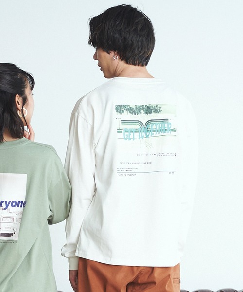 POWER TO THE PEOPLE(パワートゥーザピープル)の「POWER TO THE PEOPLE ヴィンテージイラスト&フォトプリント長袖Tシャツ(Tシャツ/カットソー・メンズ・チャコールグレー/ブラウン/オフホワイト/グリーン/サンドベージュ/ホワイト系その他/グリーン系その他/ホワイト系その他2/ホワイト系その他3/ホワイト系その他4・LL/M/L)」の5枚目の写真