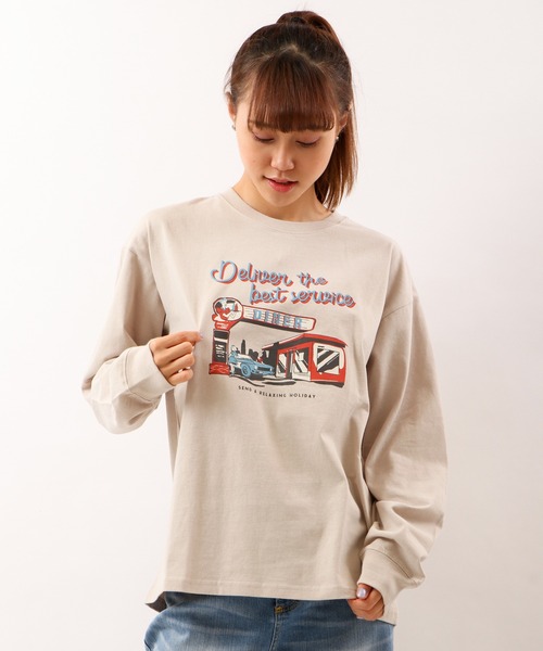 POWER TO THE PEOPLE(パワートゥーザピープル)の「POWER TO THE PEOPLE ヴィンテージイラスト&フォトプリント長袖Tシャツ(Tシャツ/カットソー・メンズ・チャコールグレー/ブラウン/オフホワイト/グリーン/サンドベージュ/ホワイト系その他/グリーン系その他/ホワイト系その他2/ホワイト系その他3/ホワイト系その他4・LL/M/L)」の8枚目の写真