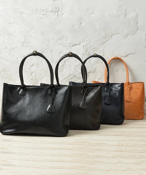 AVANT(アバン)の「【AVANT】シンセティックレザートートバッグ(トートバッグ・メンズ・ブラック/ダークブラウン/ネイビー/キャメル・FREE)」の5枚目の写真