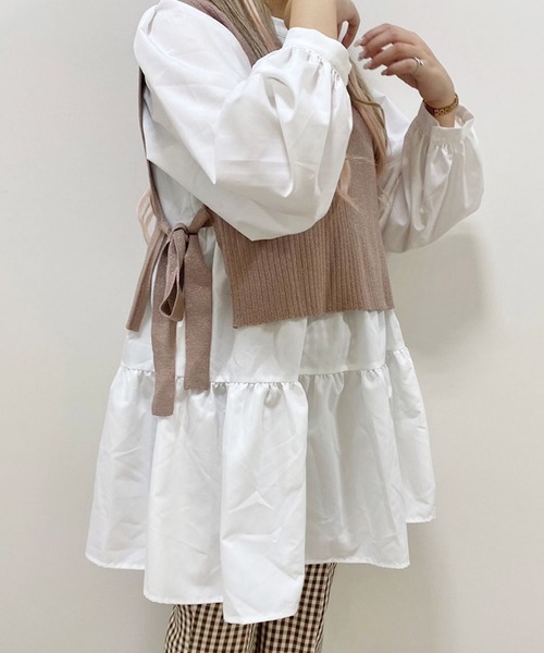 Heather（ヘザー）の「あいねねベストツキチュニック　919063（チュニック・レディース・ピンクベージュ/ブラウン/アイボリー・FREE）」の3枚目の写真