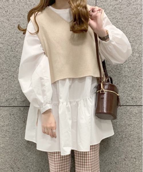 Heather（ヘザー）の「あいねねベストツキチュニック　919063（チュニック・レディース・ピンクベージュ/ブラウン/アイボリー・FREE）」の2枚目の写真