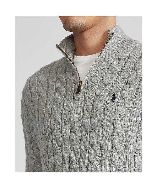 POLO RALPH LAUREN(ポロ ラルフ ローレン)の「ケーブルニット コットン セーター(ニット/セーター・メンズ・グレー系・SMALL/MEDIUM/LARGE/X-LARGE/XX-LARGE/X-SMALL)」の4枚目の写真