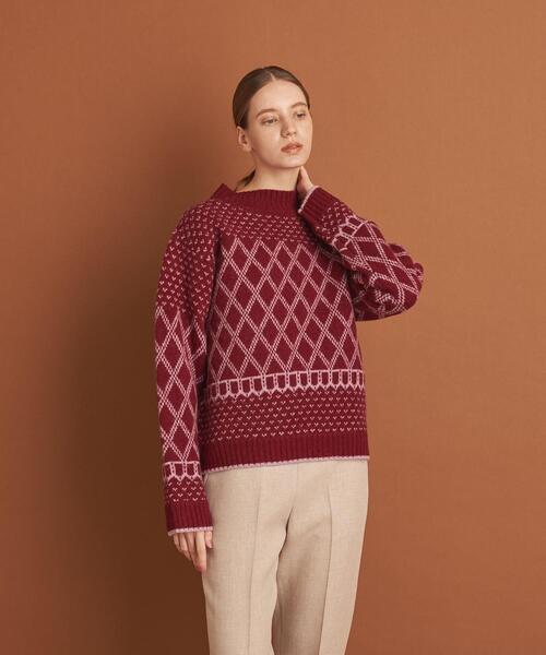 Steven Alan◆GEOMETRIC JACQUARD KNIT PULLOVER/ウール/NVY/総柄/8213-199-03 Steven Alan（スティーブンアラン）の「＜Steven Alan