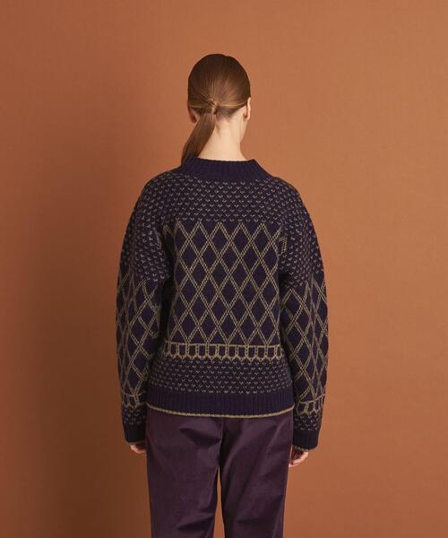 Steven Alan◆GEOMETRIC JACQUARD KNIT PULLOVER/ウール/NVY/総柄/8213-199-03 Steven Alan（スティーブンアラン）の「＜Steven Alan