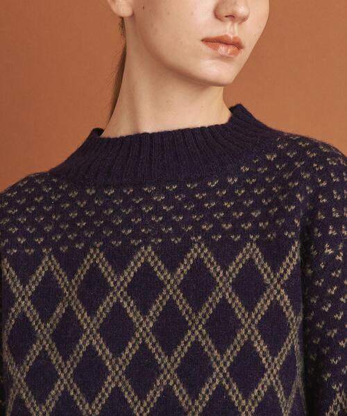 Steven Alan◆GEOMETRIC JACQUARD KNIT PULLOVER/ウール/NVY/総柄/8213-199-03 Steven Alan（スティーブンアラン）の「＜Steven Alan