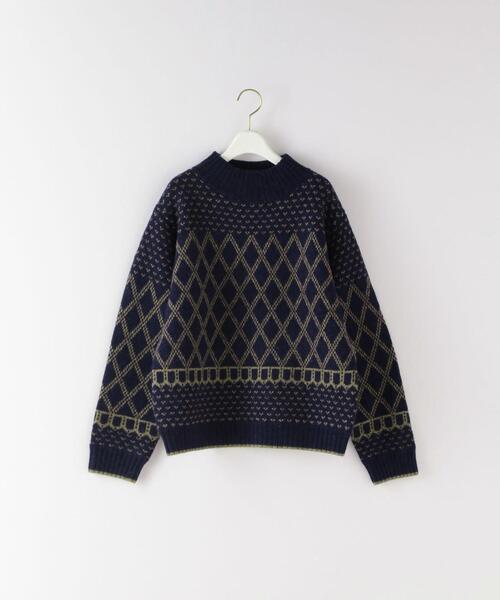Steven Alan◆GEOMETRIC JACQUARD KNIT PULLOVER/ウール/NVY/総柄/8213-199-03 Steven Alan（スティーブンアラン）の「＜Steven Alan