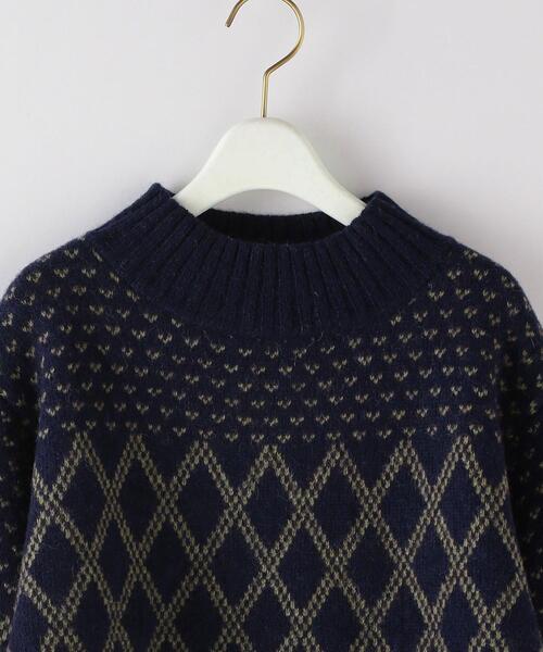 Steven Alan◆GEOMETRIC JACQUARD KNIT PULLOVER/ウール/NVY/総柄/8213-199-03 Steven Alan（スティーブンアラン）の「＜Steven Alan