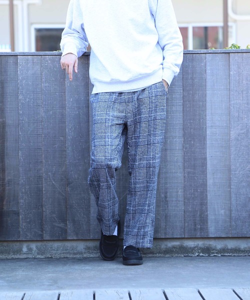 Blue Standard (ブルースタンダード)の「【BLUE STANDARD/ブルースタンダード】チェックリラックスパンツ ワイドパンツ ワンマイル/ルームウエアとしてもオススメ(その他パンツ・メンズ・ブラウン/グレー・MEDIUM/LARGE)」の2枚目の写真