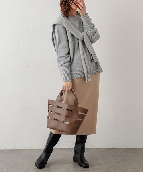 natural couture(ナチュラルクチュール)の「フロントむすびレイヤード風ニットプルオーバー(ニット/セーター・レディース・ベージュ/グレー/オフホワイト/ラベンダー・FREE)」の11枚目の写真