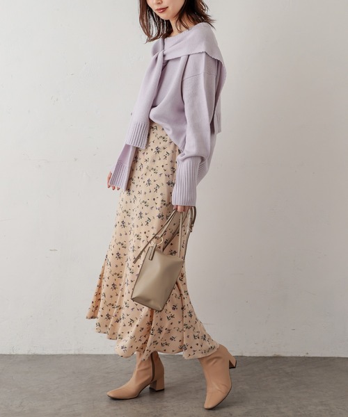 natural couture(ナチュラルクチュール)の「フロントむすびレイヤード風ニットプルオーバー(ニット/セーター・レディース・ベージュ/グレー/オフホワイト/ラベンダー・FREE)」の22枚目の写真