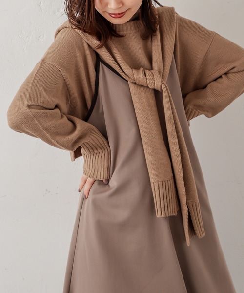 natural couture(ナチュラルクチュール)の「フロントむすびレイヤード風ニットプルオーバー(ニット/セーター・レディース・ベージュ/グレー/オフホワイト/ラベンダー・FREE)」の15枚目の写真