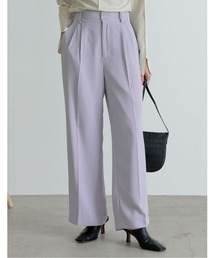 Re:EDIT | [2021S/S COLLECTION][低身長/高身長サイズ有]ハイウエストダブルタックセンタープレススラックスパンツ(スラックス)