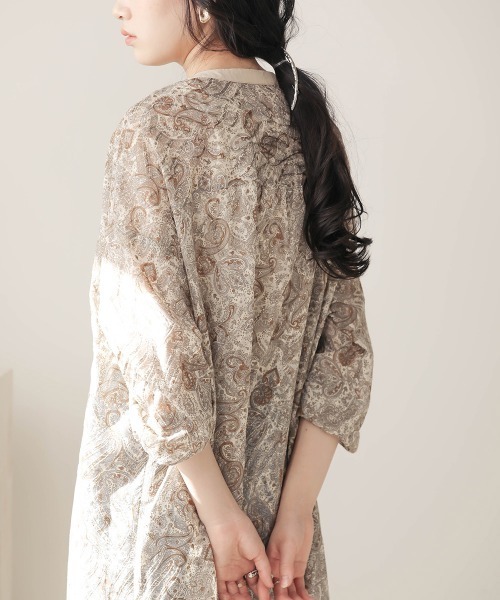Bab(バブ)の「【WEB限定】ペイズリープリントロングワンピース(ワンピース・レディース・チャコールグレー/ベージュ・38)」の18枚目の写真