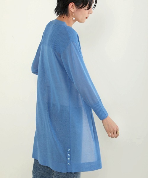 Bou Jeloud（ブージュルード）の「さらさらサイドボタンミドルカーディガン（カーディガン/ボレロ・レディース・ブラック/ベージュ/ブルー/ライトカーキ/マスタード/イエロー・FREE）」の5枚目の写真