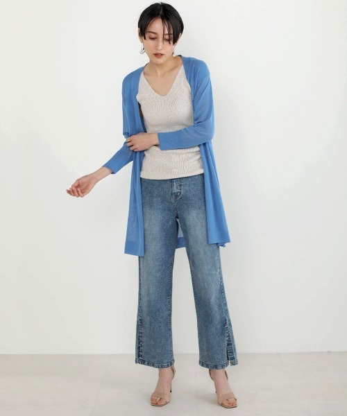 Bou Jeloud（ブージュルード）の「さらさらサイドボタンミドルカーディガン（カーディガン/ボレロ・レディース・ブラック/ベージュ/ブルー/ライトカーキ/マスタード/イエロー・FREE）」の18枚目の写真