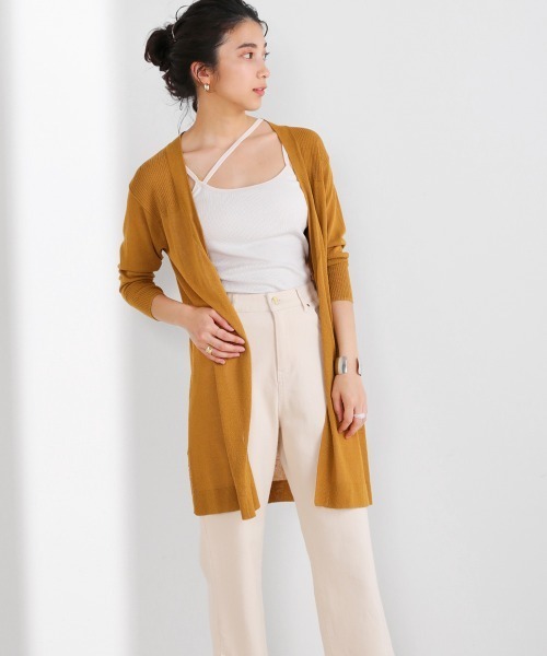 Bou Jeloud（ブージュルード）の「さらさらサイドボタンミドルカーディガン（カーディガン/ボレロ・レディース・ブラック/ベージュ/ブルー/ライトカーキ/マスタード/イエロー・FREE）」の9枚目の写真