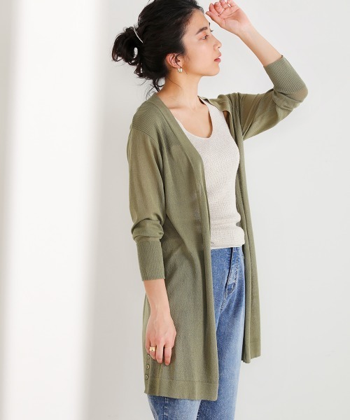 Bou Jeloud（ブージュルード）の「さらさらサイドボタンミドルカーディガン（カーディガン/ボレロ・レディース・ブラック/ベージュ/ブルー/ライトカーキ/マスタード/イエロー・FREE）」の16枚目の写真