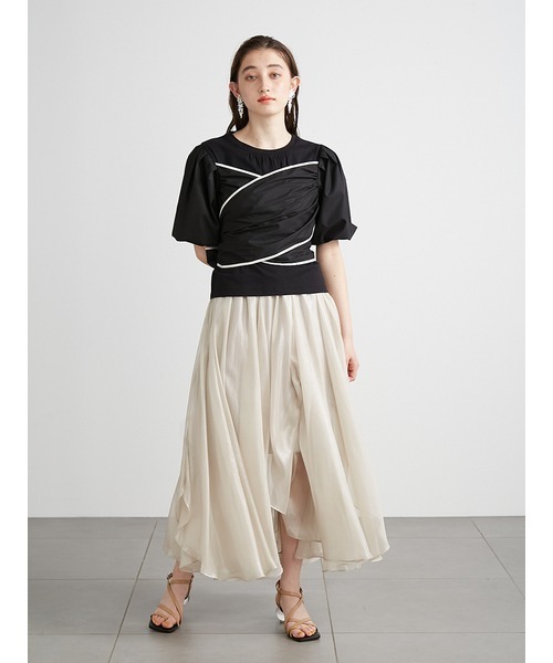 LILY BROWN(リリーブラウン)の「ビスチェドッキングカットトップス(Tシャツ/カットソー・レディース・ブラック/ベージュ/オフホワイト・FREE)」の7枚目の写真