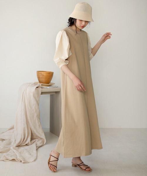 Bab(バブ)の「袖異素材スウェットワンピ―ス(ワンピース・レディース・ベージュ/グレー/カーキ・FREE)」の19枚目の写真