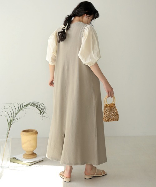 Bab(バブ)の「袖異素材スウェットワンピ―ス(ワンピース・レディース・ベージュ/グレー/カーキ・FREE)」の13枚目の写真