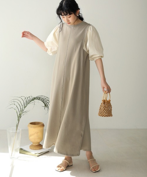 Bab(バブ)の「袖異素材スウェットワンピ―ス(ワンピース・レディース・ベージュ/グレー/カーキ・FREE)」の17枚目の写真