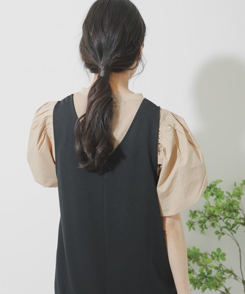 SENSE OF PLACE by URBAN RESEARCH（センスオブプレイスバイアーバンリサーチ）の「ボリュームスリーブドッキングトップ（Tシャツ/カットソー・レディース・オフホワイト/ベージュ/ブラック・ONE）」の5枚目の写真