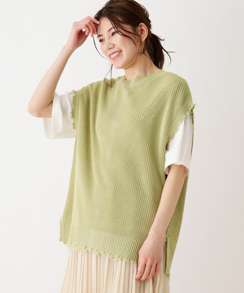 SHOO・LA・RUE(シューラルー)の「◆【2点セット】ダメージ前後2WAYニットベストセット(ベスト・レディース・ライトグリーン/アイボリー・02/03)」の2枚目の写真