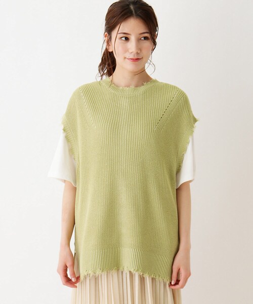 SHOO・LA・RUE(シューラルー)の「◆【2点セット】ダメージ前後2WAYニットベストセット(ベスト・レディース・ライトグリーン/アイボリー・02/03)」の5枚目の写真