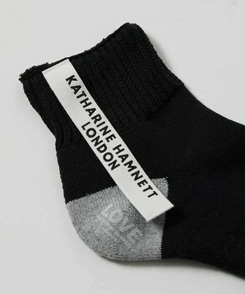 KATHARINE HAMNETT LONDON （キャサリンハムネットロンドン）の「KATHARINE HAMNETT LONDON/キャサリンハムネットロンドン Recover ribbon short socks（ソックス/靴下・メンズ・ブラック/グレー・FREE/25-27CM）」の5枚目の写真