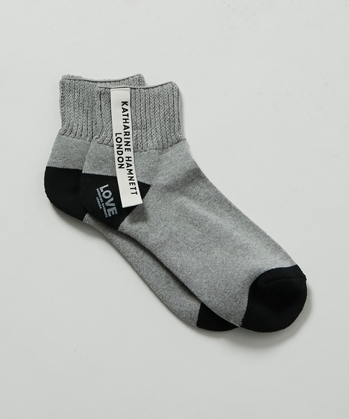 KATHARINE HAMNETT LONDON （キャサリンハムネットロンドン）の「KATHARINE HAMNETT LONDON/キャサリンハムネットロンドン Recover ribbon short socks（ソックス/靴下・メンズ・ブラック/グレー・FREE/25-27CM）」の10枚目の写真