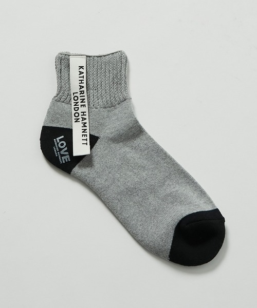 KATHARINE HAMNETT LONDON （キャサリンハムネットロンドン）の「KATHARINE HAMNETT LONDON/キャサリンハムネットロンドン Recover ribbon short socks（ソックス/靴下・メンズ・ブラック/グレー・FREE/25-27CM）」の11枚目の写真