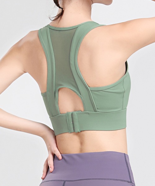 DAY CLOSET（デイ クローゼット）の「レディース　3段階で調節バックメッシュフィットネスブラトップ（スポーツブラ・レディース・グレー/ワイン/ブラック/ミント・M/L/S/LL）」の3枚目の写真
