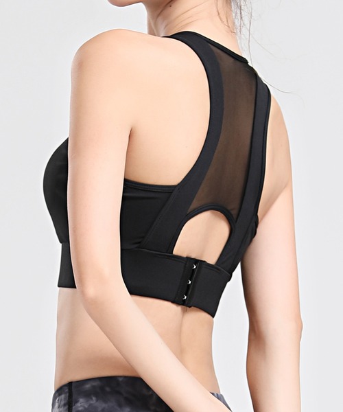 DAY CLOSET（デイ クローゼット）の「レディース　3段階で調節バックメッシュフィットネスブラトップ（スポーツブラ・レディース・グレー/ワイン/ブラック/ミント・M/L/S/LL）」の2枚目の写真