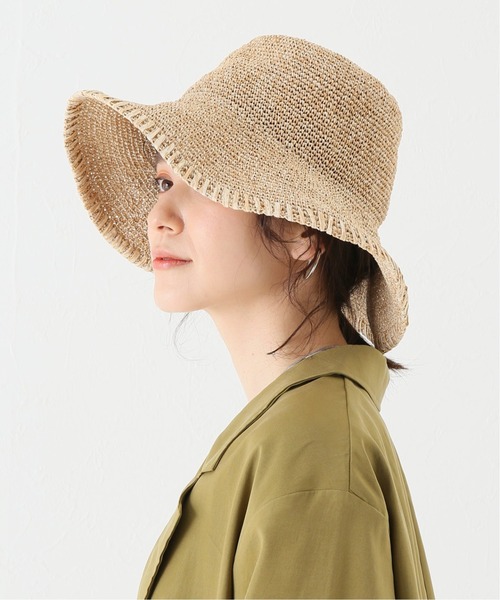 Simplicite（サンプリシテ）の「細こま編みペーパーハット（ハット・レディース・ベージュ/ブラウン・FREE）」の7枚目の写真