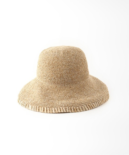 Simplicite（サンプリシテ）の「細こま編みペーパーハット（ハット・レディース・ベージュ/ブラウン・FREE）」の8枚目の写真