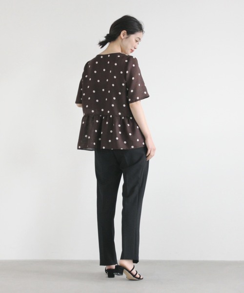 kaene（カエン）の「ドットプリントカシュクールブラウス（シャツ/ブラウス・レディース・ブラック/ブラウン・FREE）」の9枚目の写真