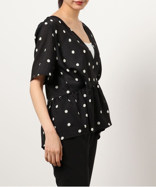 kaene（カエン）の「ドットプリントカシュクールブラウス（シャツ/ブラウス・レディース・ブラック/ブラウン・FREE）」の14枚目の写真