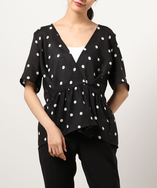 kaene（カエン）の「ドットプリントカシュクールブラウス（シャツ/ブラウス・レディース・ブラック/ブラウン・FREE）」の13枚目の写真