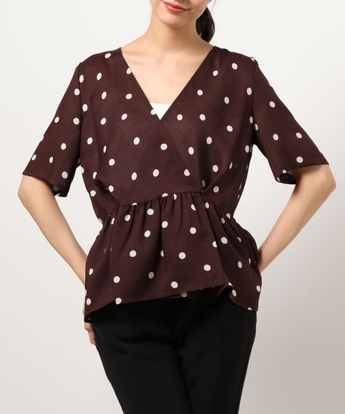 kaene（カエン）の「ドットプリントカシュクールブラウス（シャツ/ブラウス・レディース・ブラック/ブラウン・FREE）」の16枚目の写真