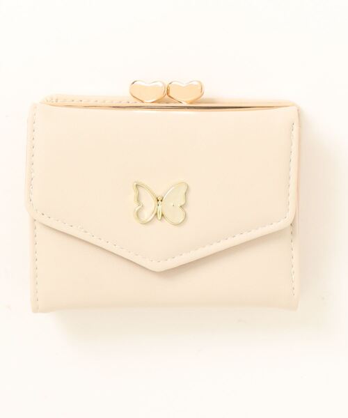 SPINNS（スピンズ）の「【三つ折り型】メタルバタフライミニウォレット（財布・レディース・ブラック/ベージュ/ミント/アイボリー/レッド・ONESIZE）」の2枚目の写真