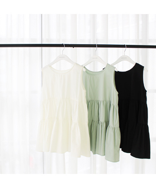 MODE ROBE（モードローブ）の「ティアードフレアノースリーブ（Tシャツ/カットソー・レディース・ホワイト/ブラック/ミント・FREE）」の10枚目の写真